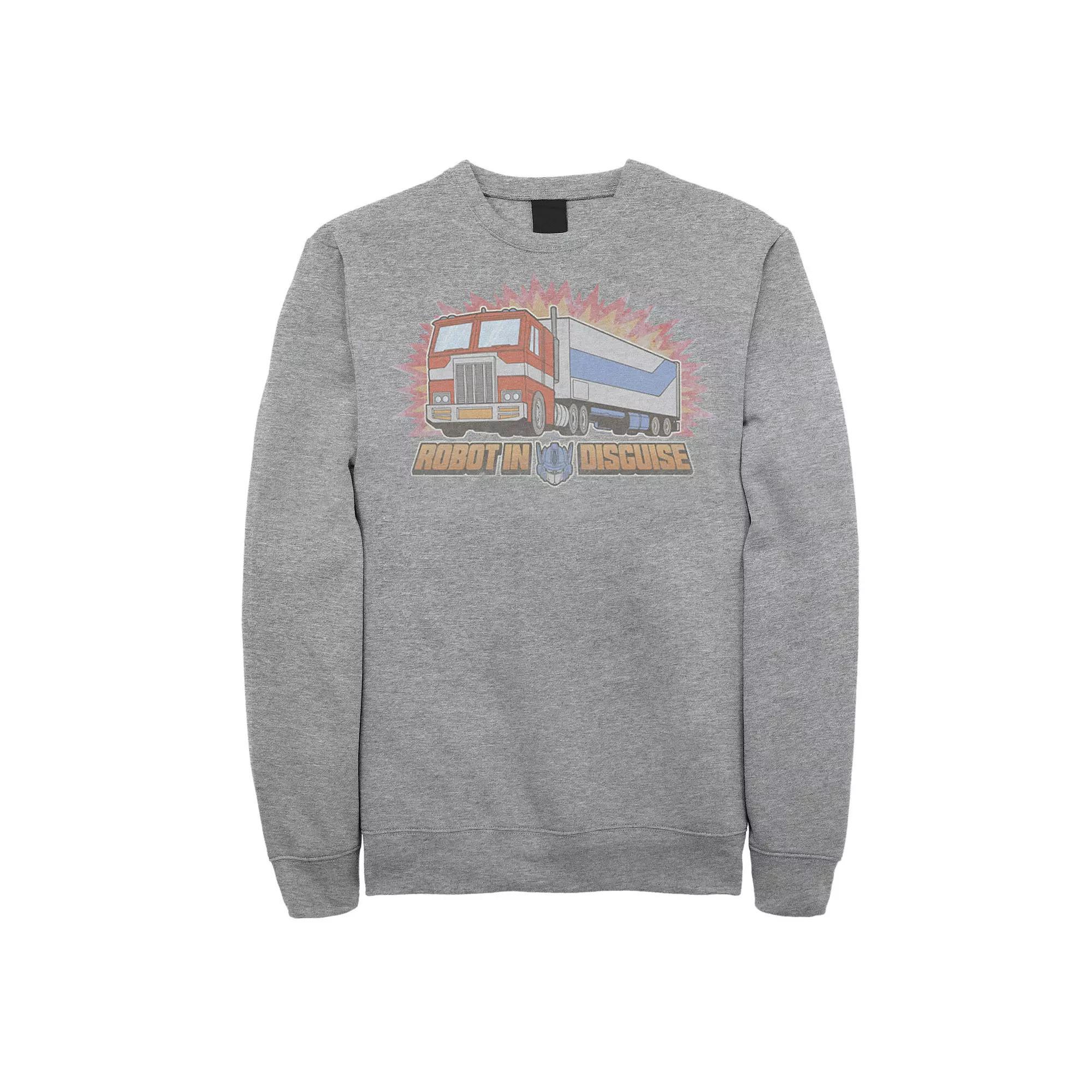 Big & Tall Transformers Optimus Prime In Disguise Fleece Sweatshirt, Men's, Size: 3XL, Athletic Grey Product Image