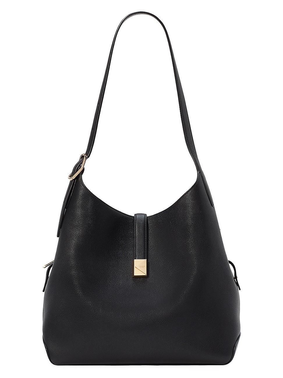 Womens Large Deco Pebbled Leather Shoulder Bag Product Image