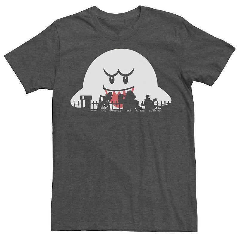 Men's Super Mario Boo Trick Or Treat Halloween Silhouette Tee, Size: XXL, Grey Heather Product Image