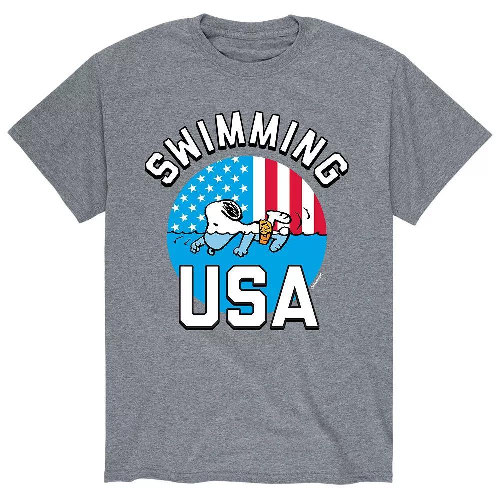 Mens Peanuts Snoopy Swimming USA Tee Product Image