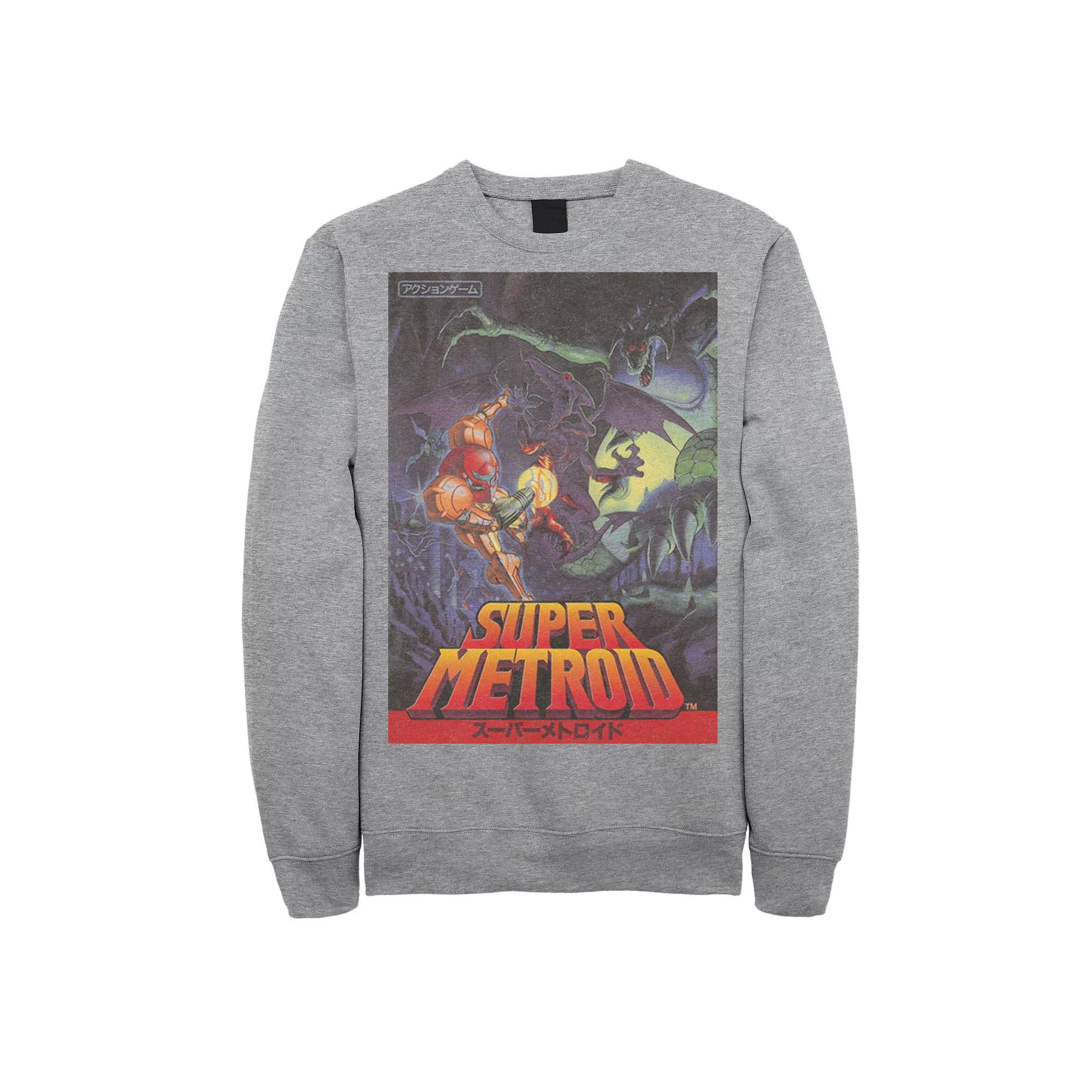 Men's Nintendo Samus Super Metroid Cover Sweatshirt, Size: Large, Athletic Grey Product Image
