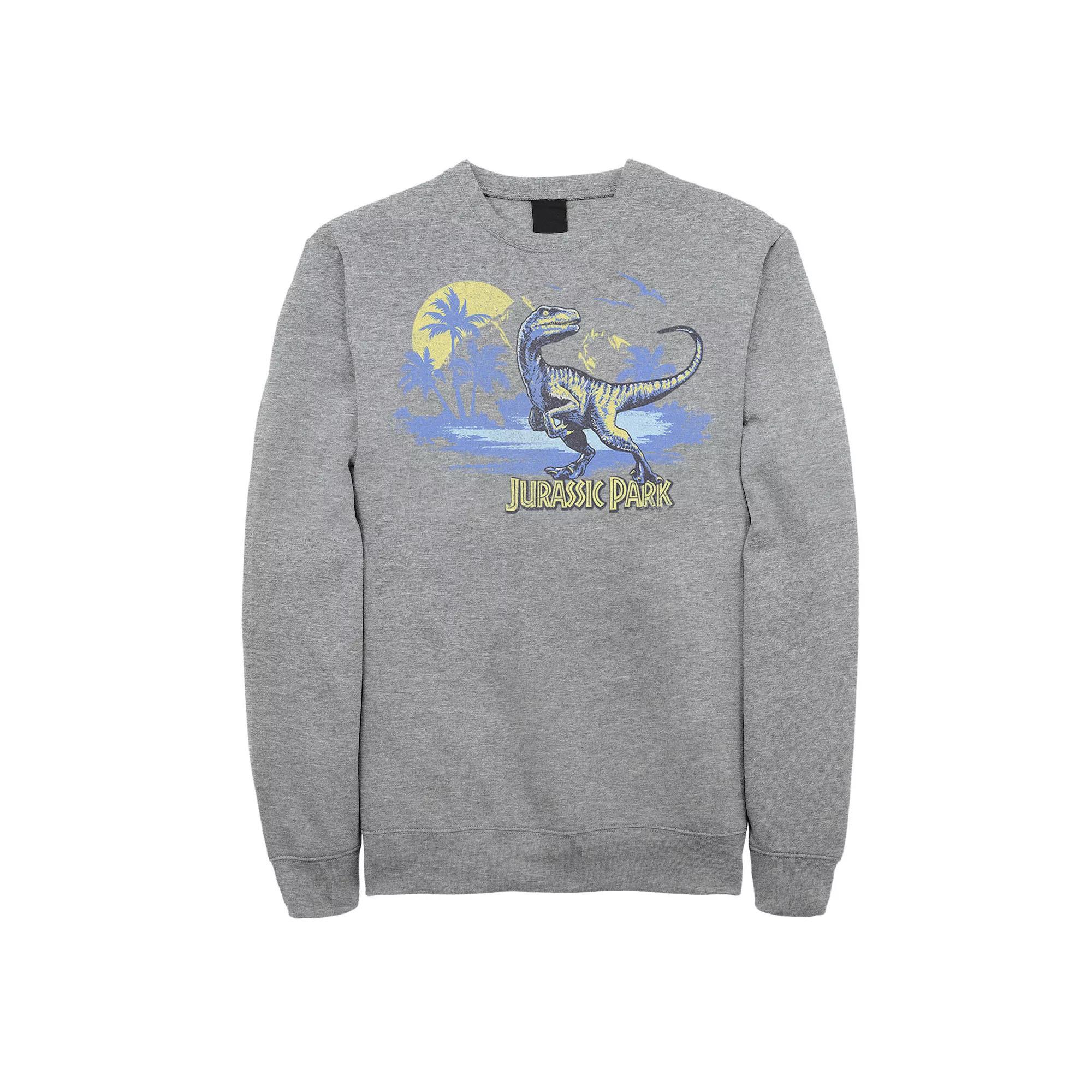 Men's Jurassic Park Raptor Distressed Portrait Sweatshirt, Size: Medium, Athletic Grey Product Image