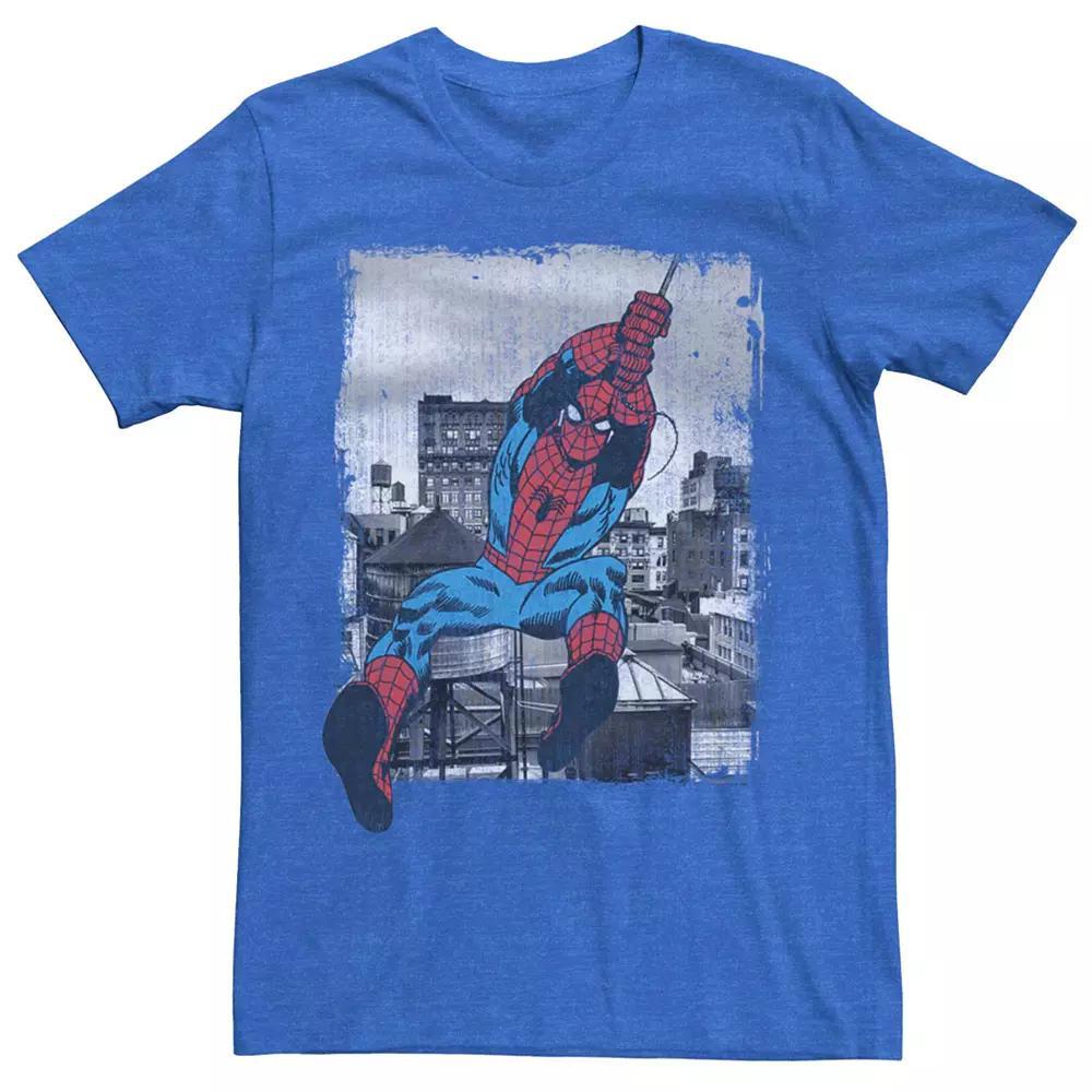 Men's Marvel's Spider-Man Vintage City Swing Poster Tee, Size: Small, Royal Grey Product Image