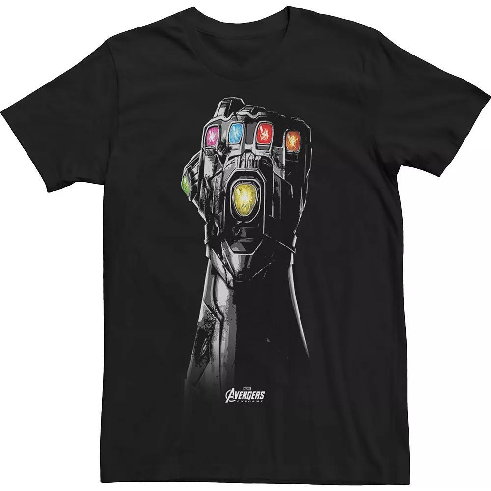 Big & Tall Marvel Avengers Endgame Infinity Stone Gauntlet Grey Scale Tee, Men's, Size: XL Tall, Black Product Image