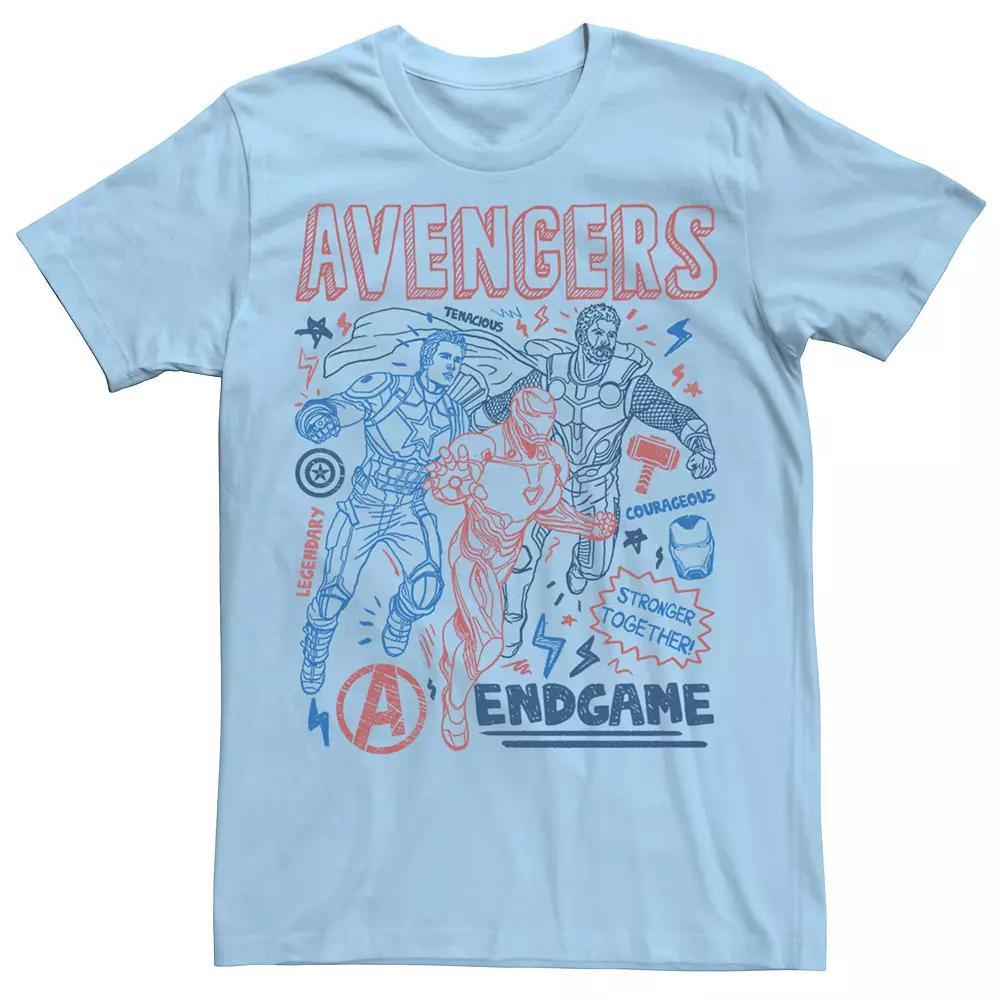 Men's Marvel Avengers Endgame Doodle Collage Logo Tee, Size: 3XL, Light Blue Product Image