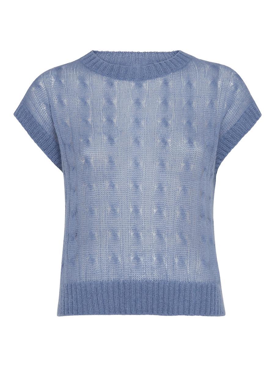 Womens Mohair and Wool Cable Knit T-Shirt Product Image