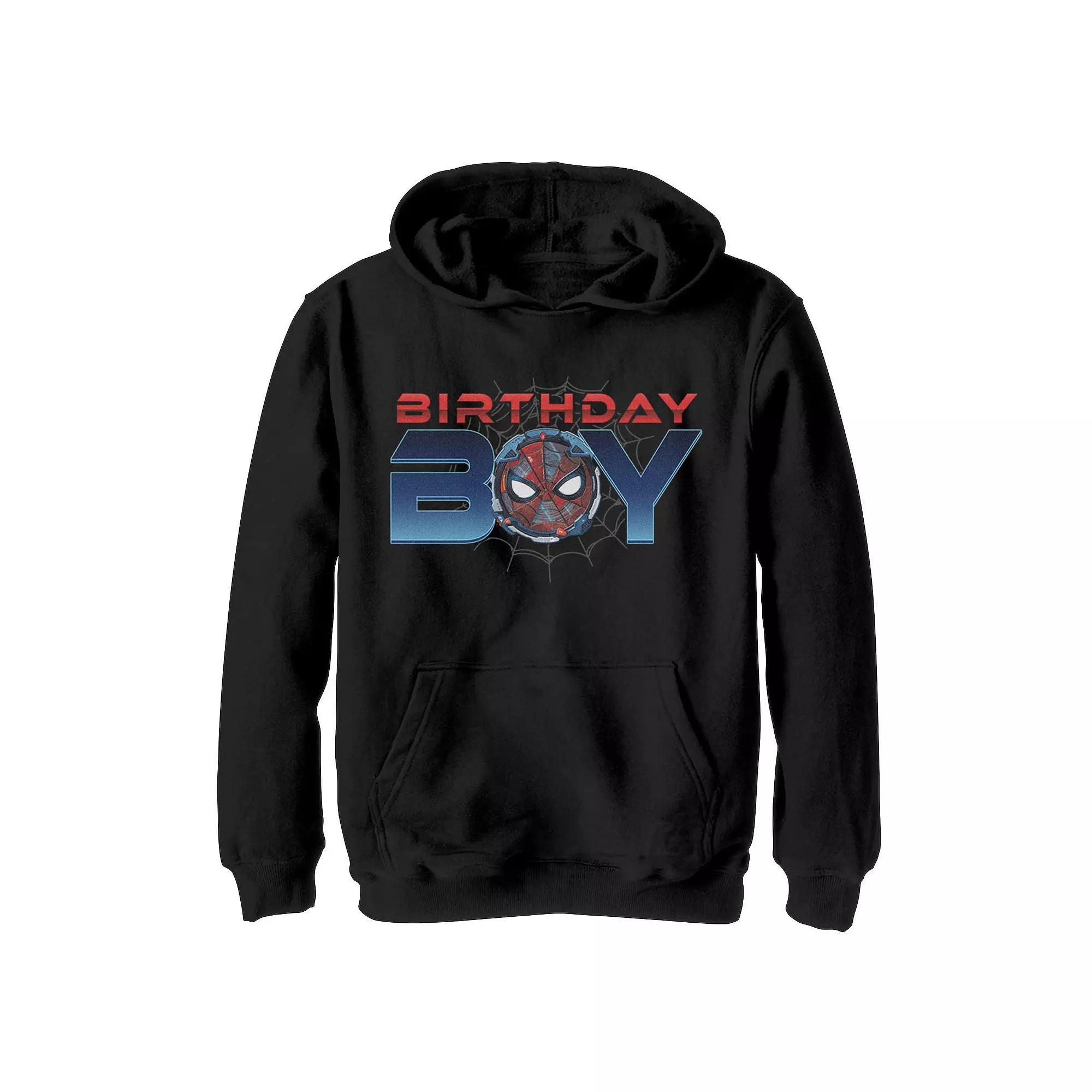 Boys Marvel Comics Spider-Man Birthday Boy Graphic Hoodie, Boy's, Size: Small HUSKY, Black Product Image