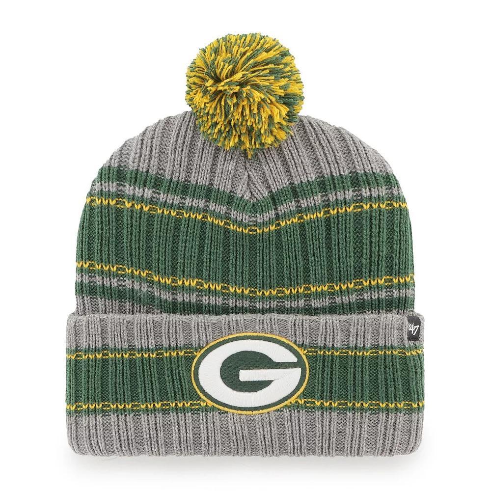 Men's '47  Graphite Green Bay Packers Rexford Cuffed Knit Hat with Pom, Dark G Product Image