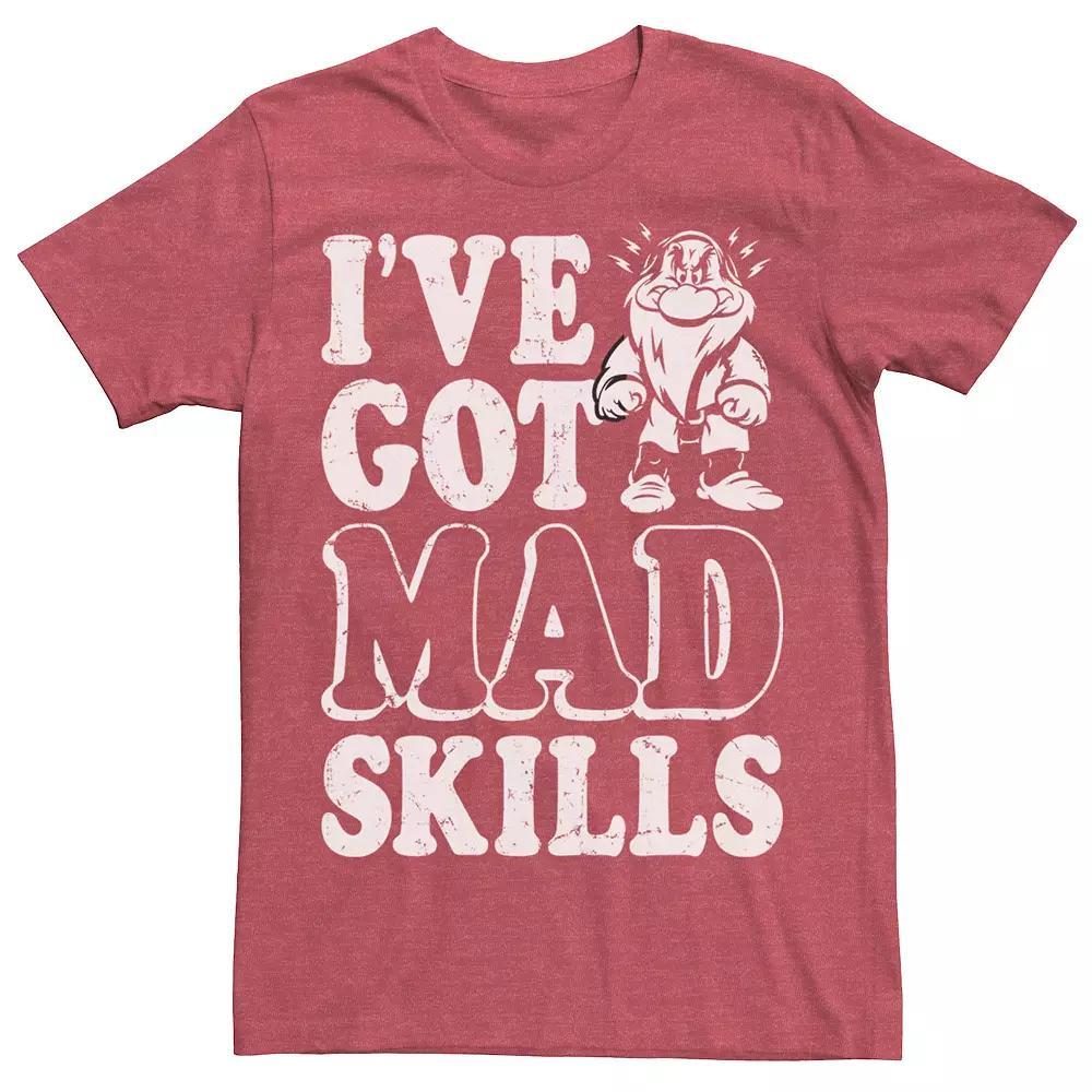 Disney's Snow White Grumpy Mad Skills Text Poster Men's Tee, Size: 3XL, Red Grey Product Image