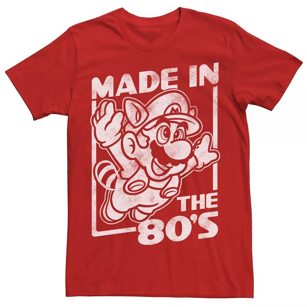 Men's Super Mario Tanooki Mario Made In The 80's Tee, Size: Large, Red Product Image