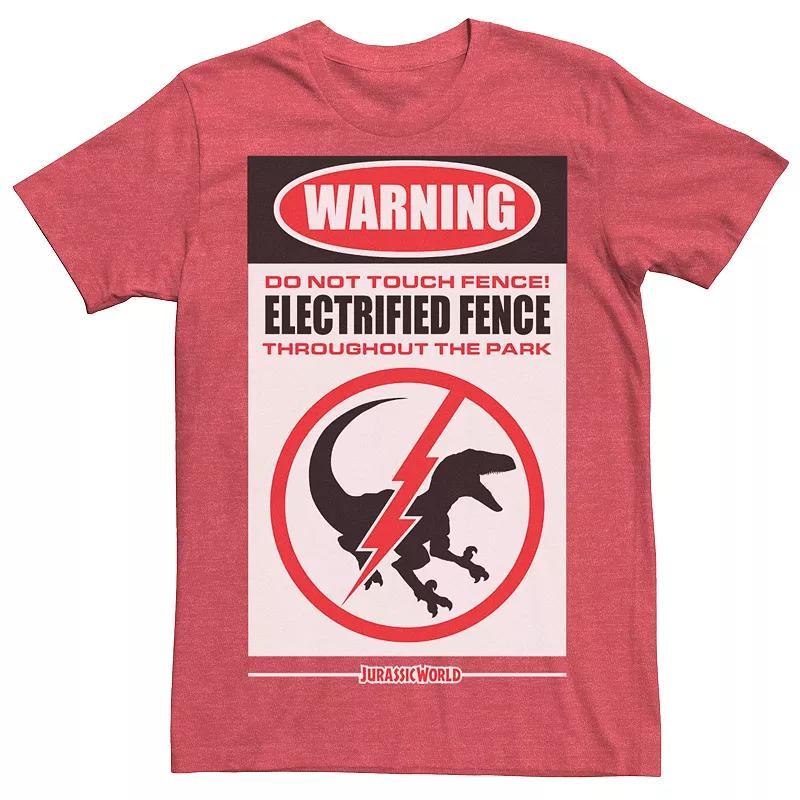 Mens Jurassic World Electric Fence Tee Red Grey Product Image