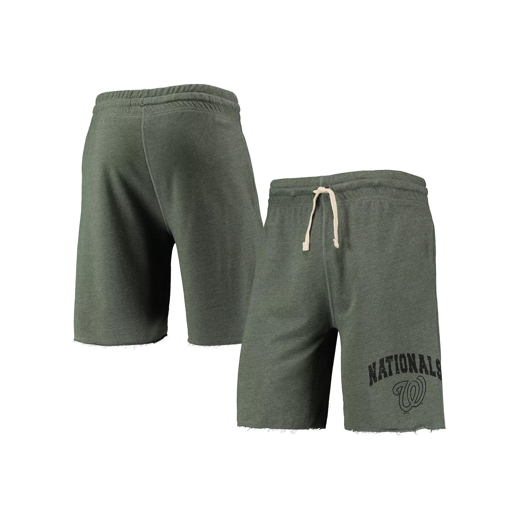 Men's Concepts Sport Heathered Green Washington Nationals Mainstream Logo Terry Tri-Blend Shorts, Size: 3XL Product Image
