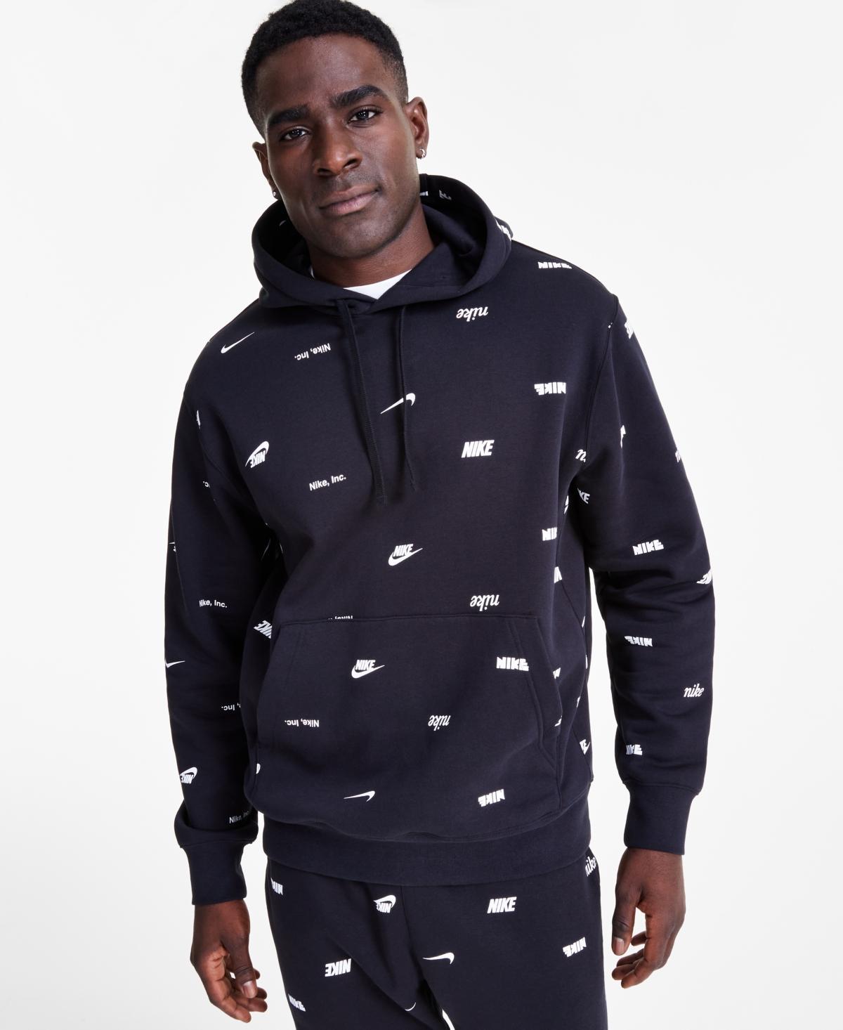 Nike Mens Club+ AOP Basketball Pullover Hoodie - Maroon/Black Product Image