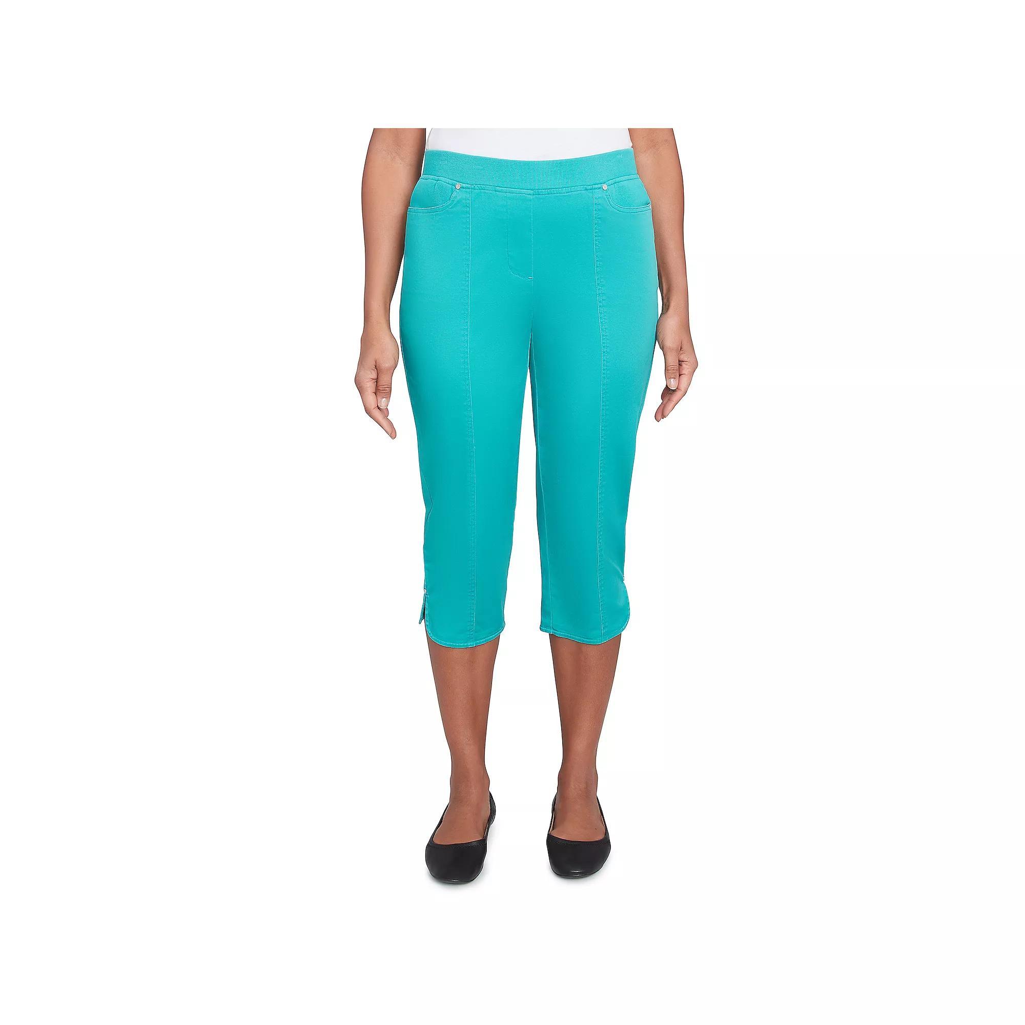 Women's Alfred Dunner Tailored Tulip Hem Capri Pants, Size: 10, Green Product Image