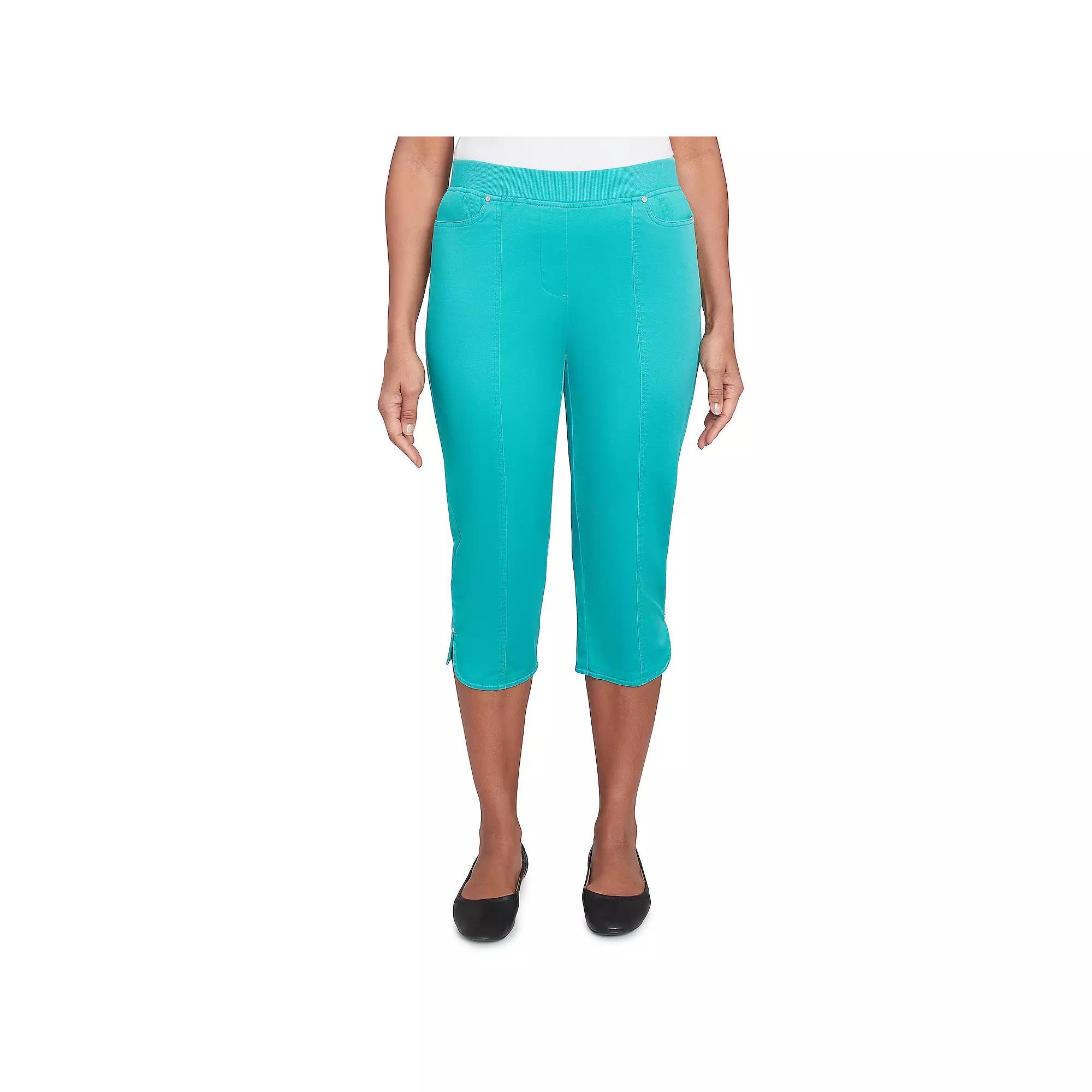 Women's Alfred Dunner Tailored Tulip Hem Capri Pants, Size: 10, Green Product Image