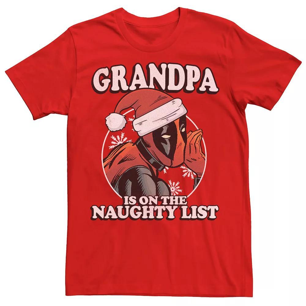 Men's Marvel Deadpool Grandpa On The Naughty List Graphic Tee, Size: Small, Red Product Image