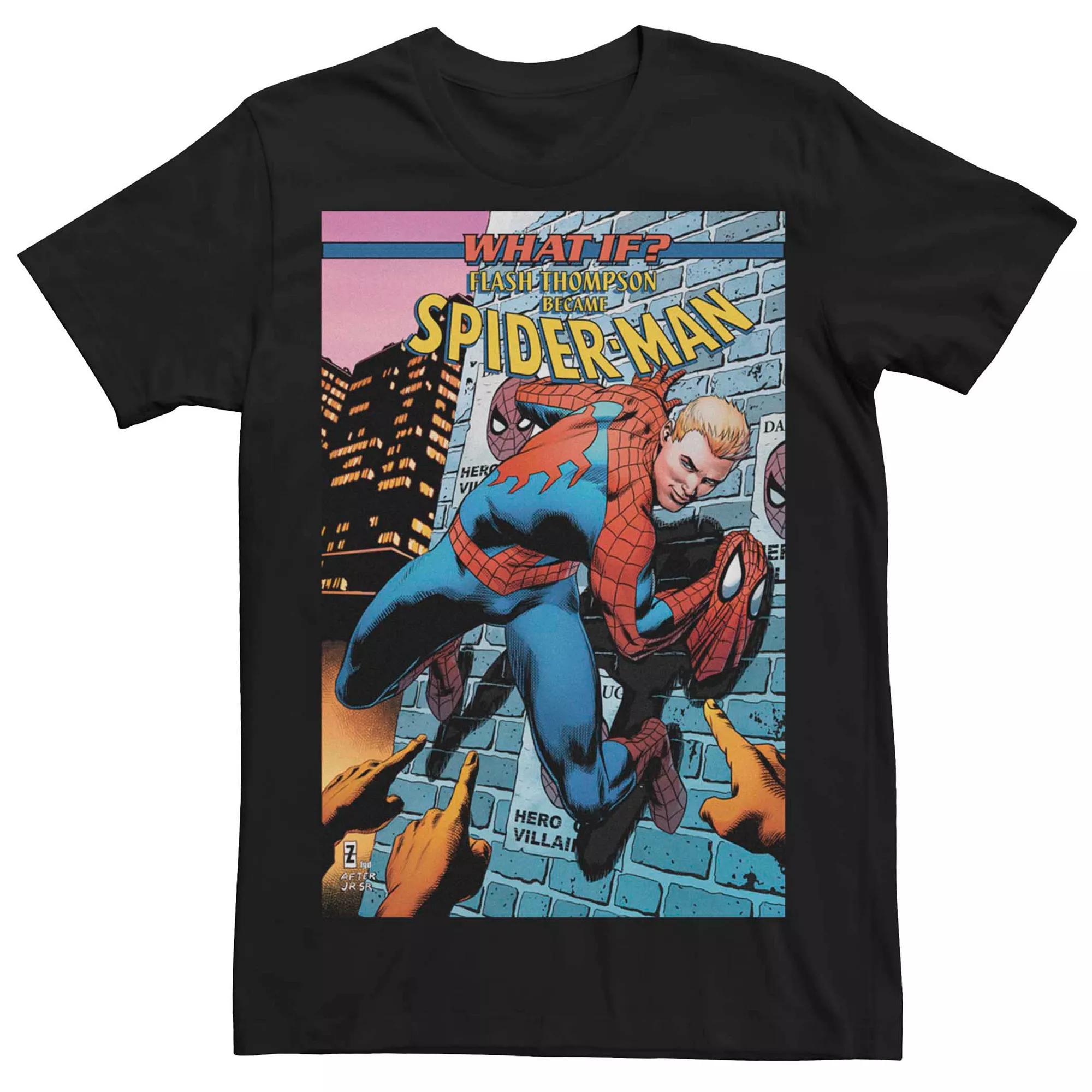 Men's Spider-Man Comic Cover Tee, Size: Large, Black Product Image