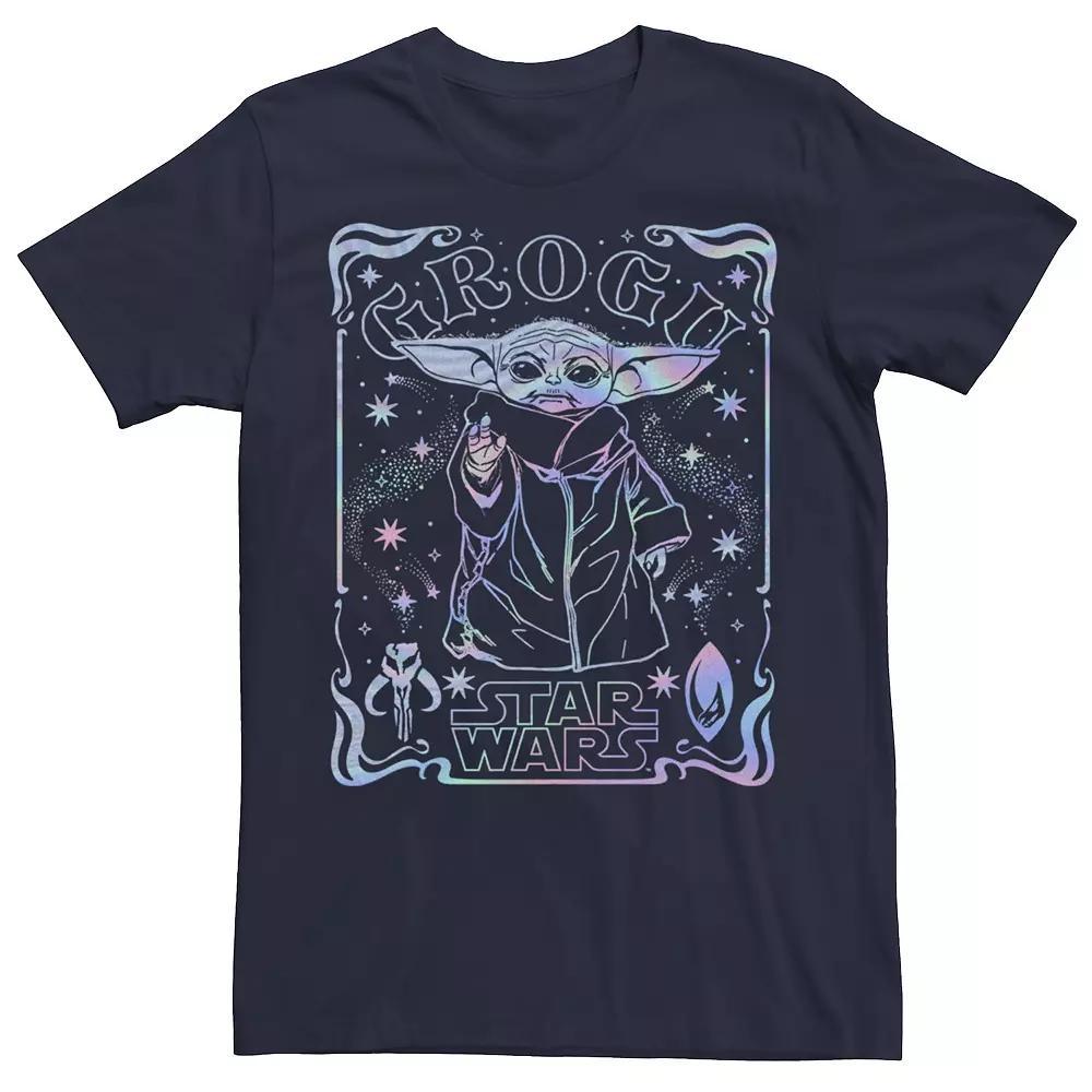 Men's Star Wars: The Mandalorian Grogu Holographic Tee, Size: Medium, Blue Product Image