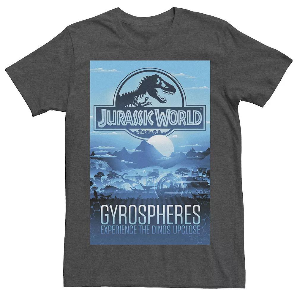 Mens Jurassic World Gyrospheres Tour Park Poster Graphic Tee Grey Heather Product Image