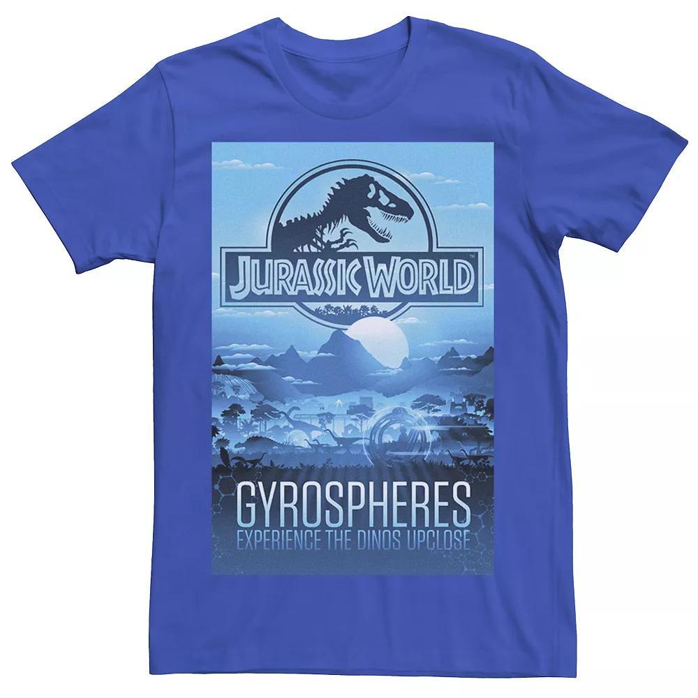 Men's Jurassic World Gyrospheres Tour Park Poster Graphic Tee, Size: Medium, Royal Product Image