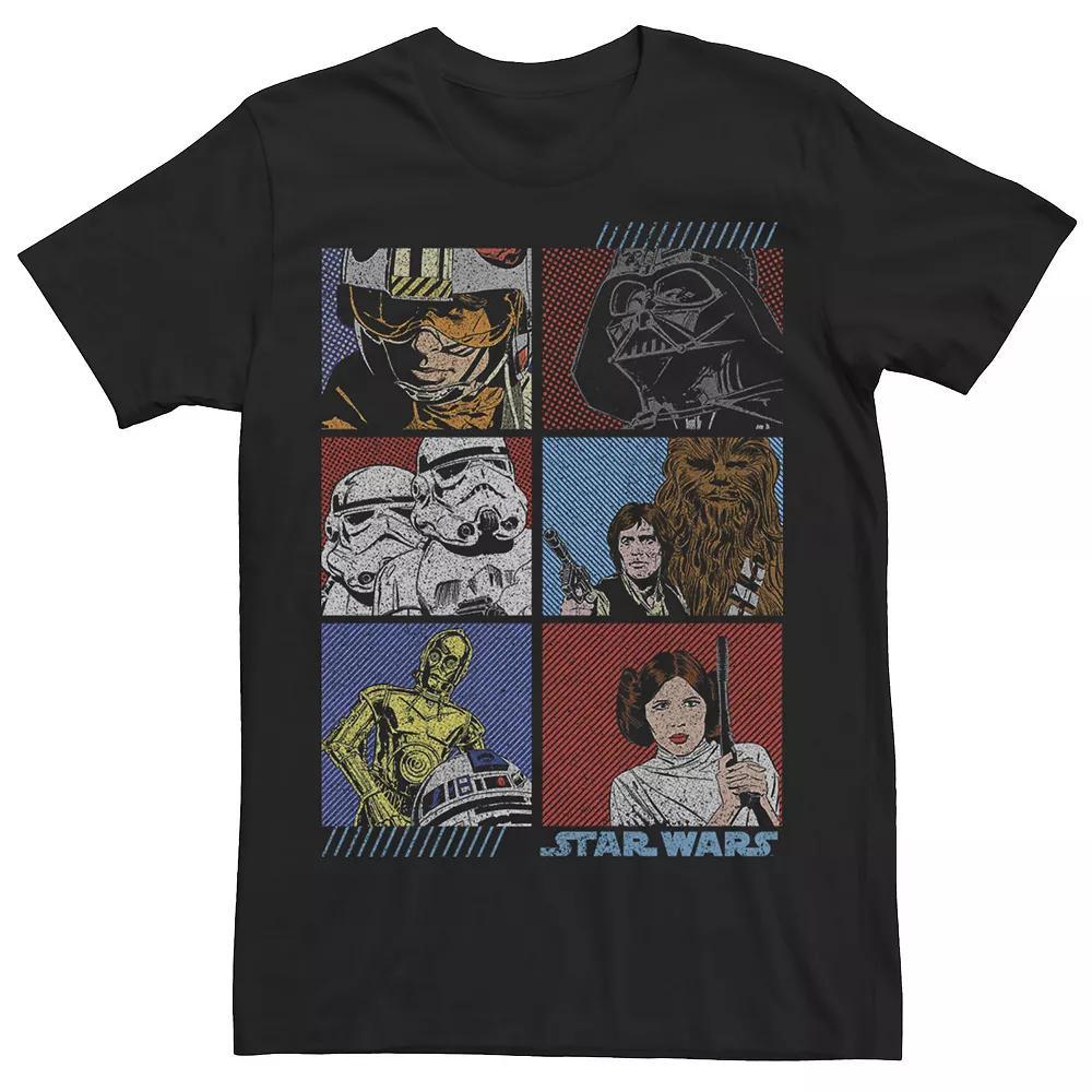 Men's Star Wars Comic Strip Cartoon Group Tee, Size: 3XL, Black Product Image