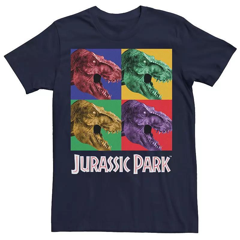 Men's Jurassic Park Four Square Dino Pop Art Style Tee, Size: 3XL, Blue Hthr Product Image
