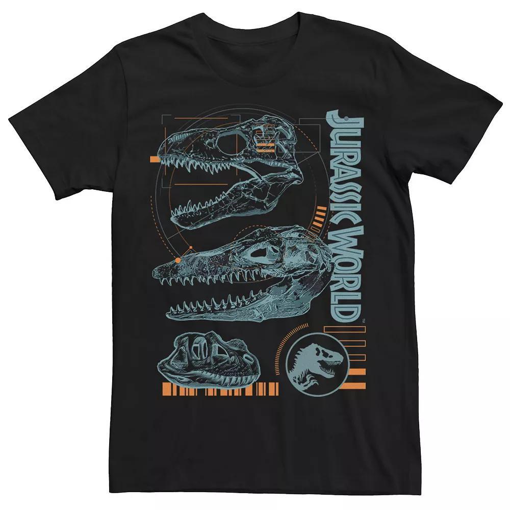 Mens Jurassic World Two Dinosaur Skull Schematic Tee Navy Grey Product Image