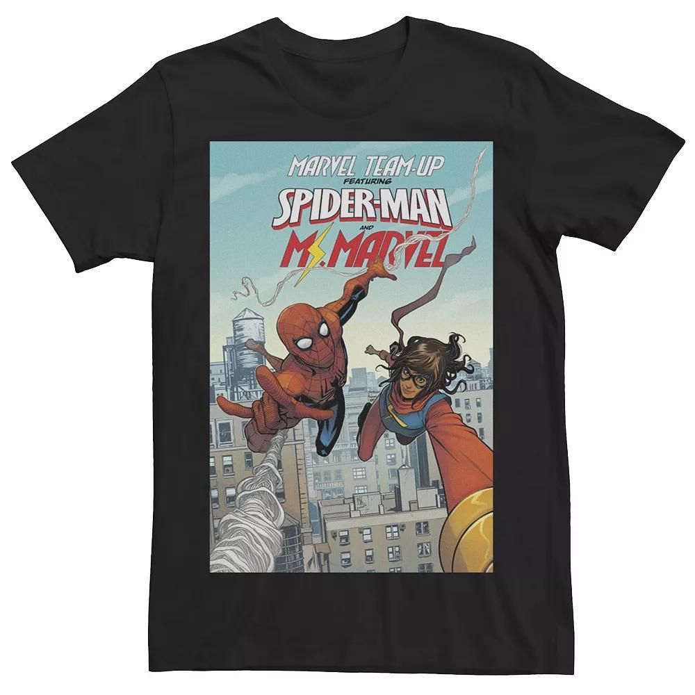 Men's Marvel Spider-Man & Ms. Marvel Team Up Comic Book Cover Tee, Size: XXL, Black Product Image