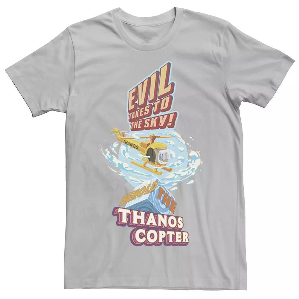 Men's Marvel Evil Takes To The Sky Behold The Thanos Copter Graphic Tee, Size: XXL, Silver Product Image