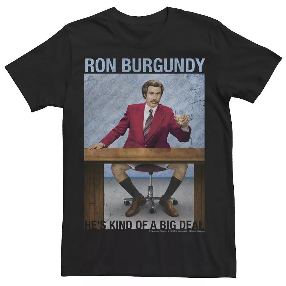 Men's Anchorman Ron Burgundy He's A Big Deal Poster Tee, Size: Large, Black Product Image