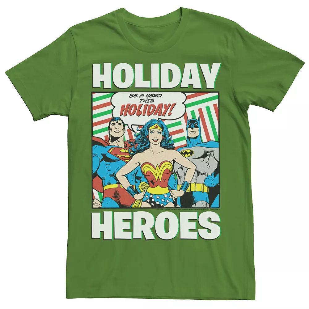 Men's DC Comics Justice League Holiday Heroes Christmas Tee, Size: Large, Kelly Product Image