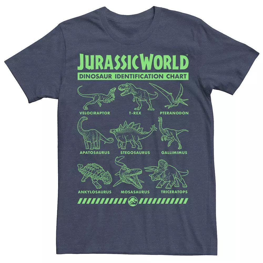 Men's Jurassic World Two Dino Gradient ID Chart Tee, Size: Small, Navy Grey Product Image