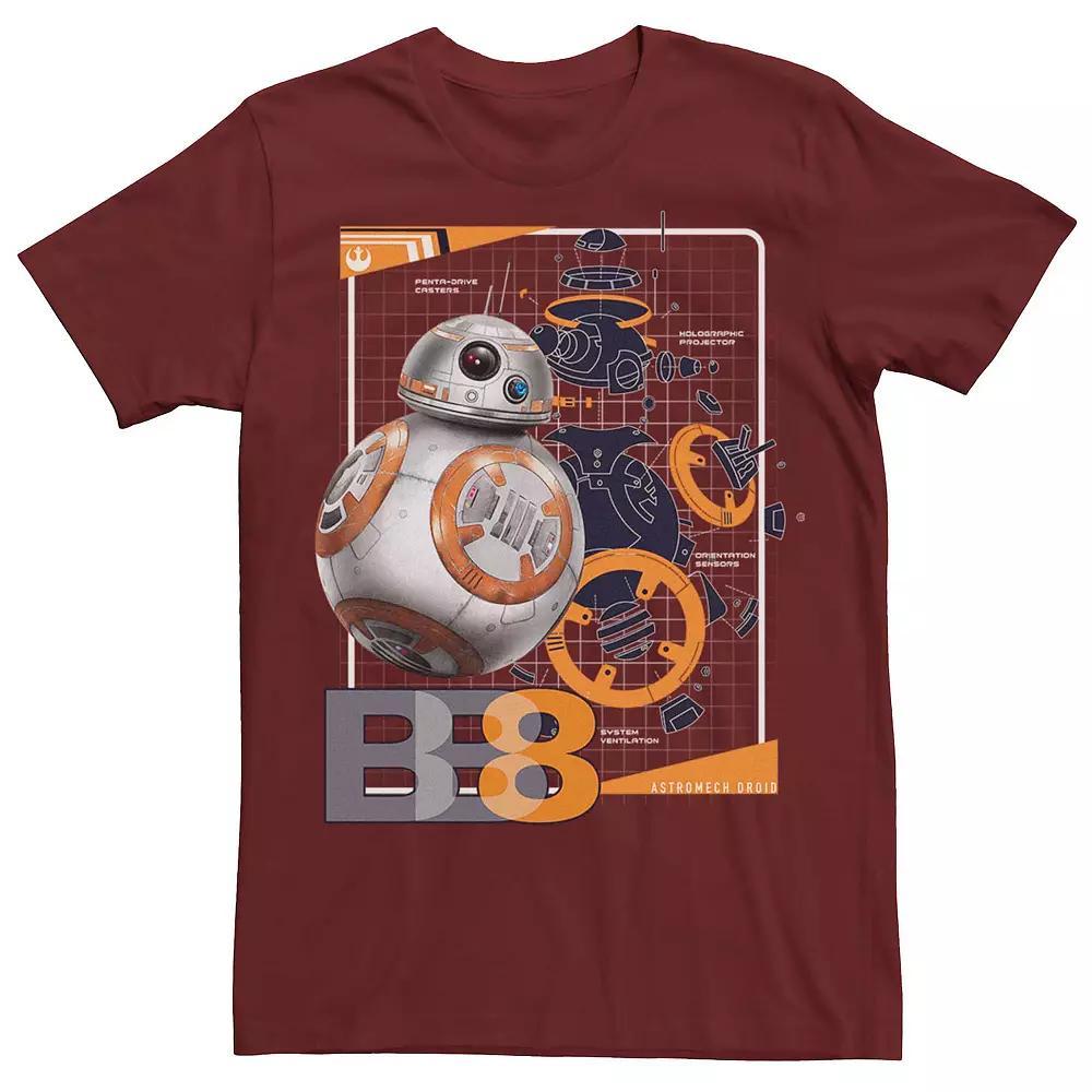 Mens Star Wars BB-8 Schematic Tee Red Product Image
