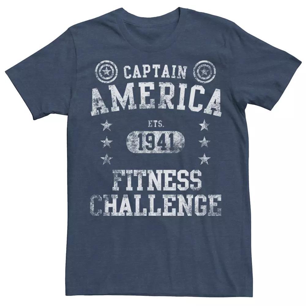 Men's Marvel Captain America Vintage Fitness Challenge Graphic Tee, Size: Small, Navy Grey Product Image