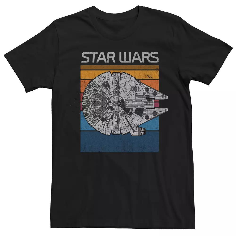 Men's Star Wars Millennium Falcon Retro Striped Short Sleeve Tee, Size: XL, Black Product Image