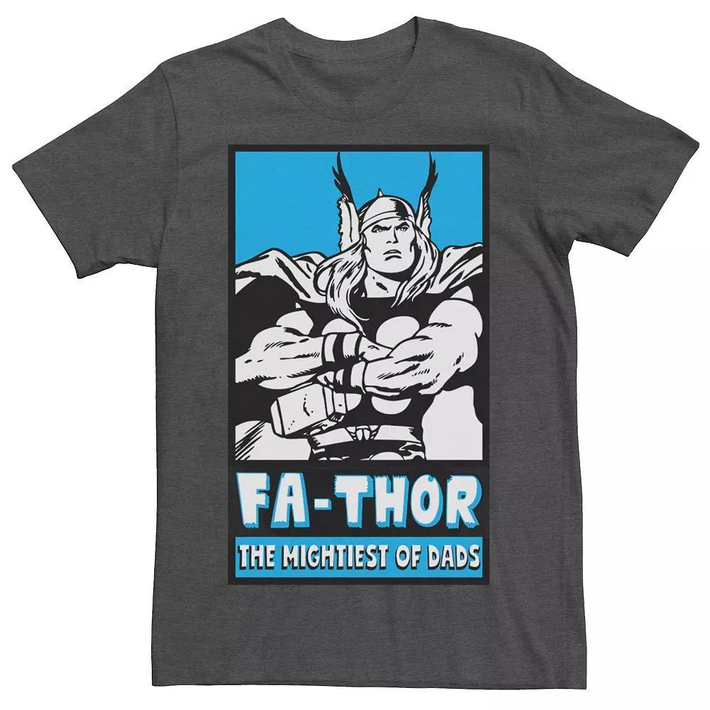 Men's Marvel Thor Mightiest Of Dads Retro Poster Father's Day Tee, Size: Medium, Grey Heather Product Image