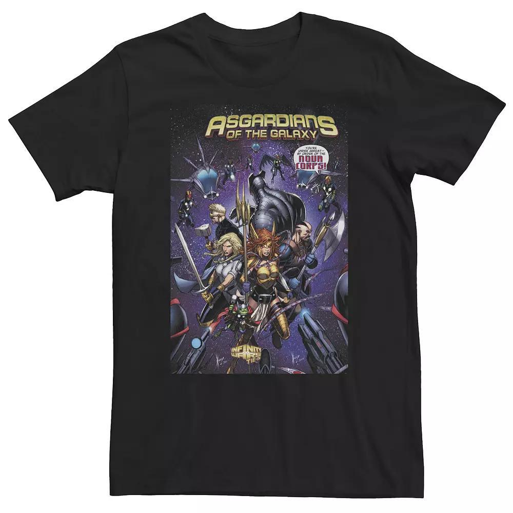 Big & Tall Marvel Asgardians Under Arrest Comic Cover Tee, Men's, Size: 4XLT, Black Product Image