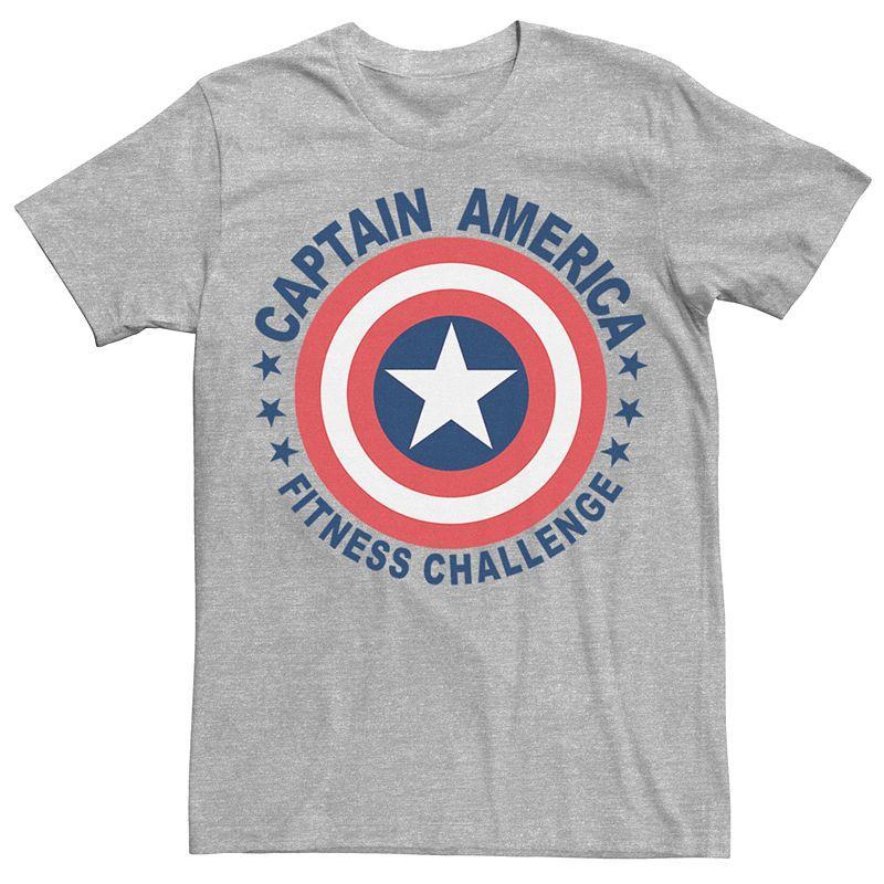 Men's Marvel Captain America Fitness Challenge Graphic Tee, Size: Large, Athletic Grey Product Image