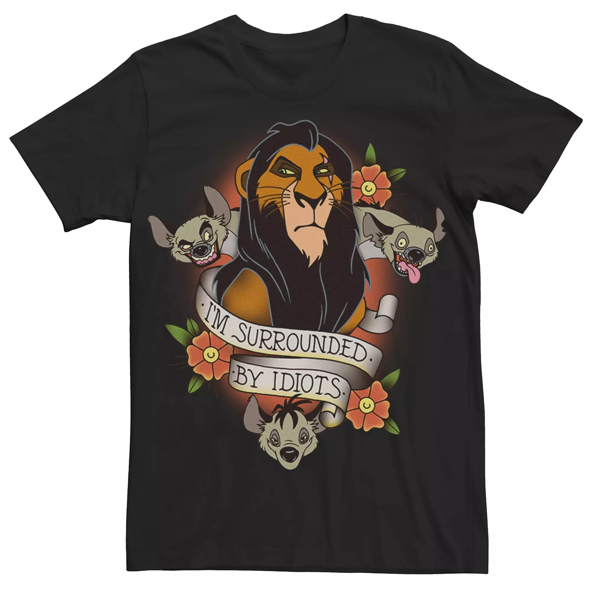 Men's Lion King Scar Surrounded By Idiots Tee, Size: XL, Black Product Image