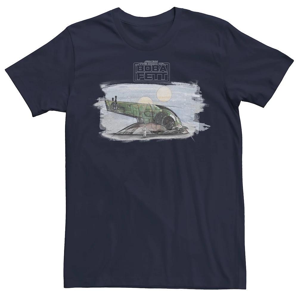 Mens Star Wars The Book Of Boba Fett Ship Sketch Tee Blue Product Image