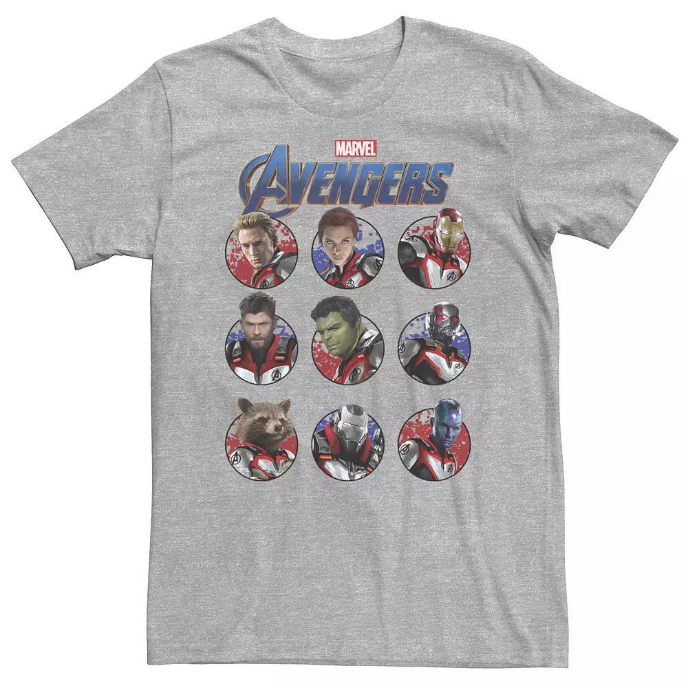 Big & Tall Marvel Avengers Endgame Main Cast Circles Tee, Men's, Size: XXL Tall, Athletic Grey Product Image