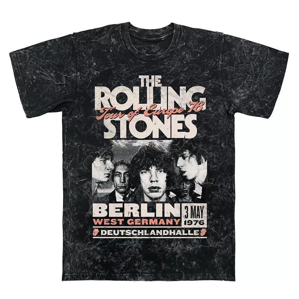 Men's Rolling Stones Europe '76 Mineral Wash Graphic Tee, Size: XXL, Black Mineral Wash Product Image