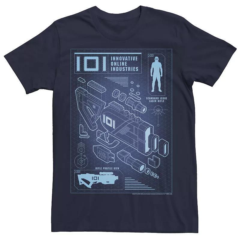 Mens Ready Player One IOI Gun Schematics Tee Blue Product Image