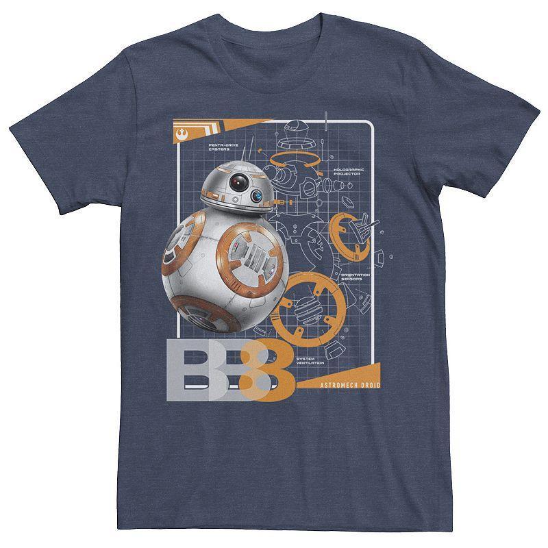 Men's Star Wars BB-8 Astromech Schematic Graphic Tee, Size: Small, Blue Product Image