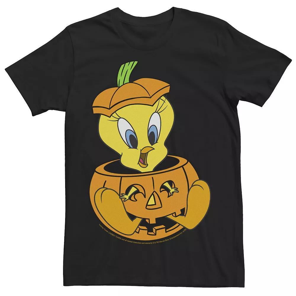 Men's Looney Tunes Tweety Bird In A Pumpkin Tee, Size: Large, Black Product Image