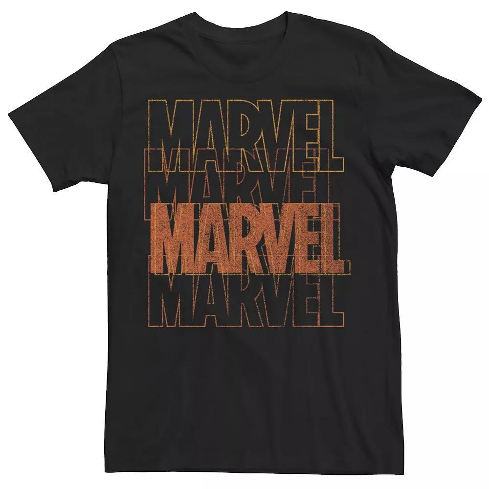 Men's Marvel Halloween Orange Text Outline Over Lay Tee, Size: Medium, Black Product Image
