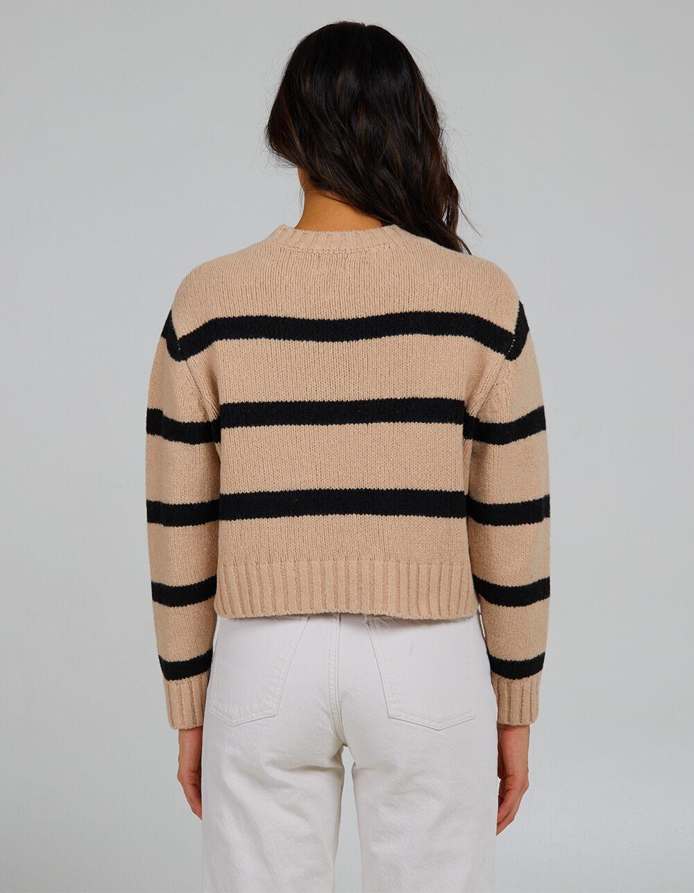 SALTY CREW Lighthouse Striped Womens Crewneck Sweater - NATURAL/BLACK Product Image