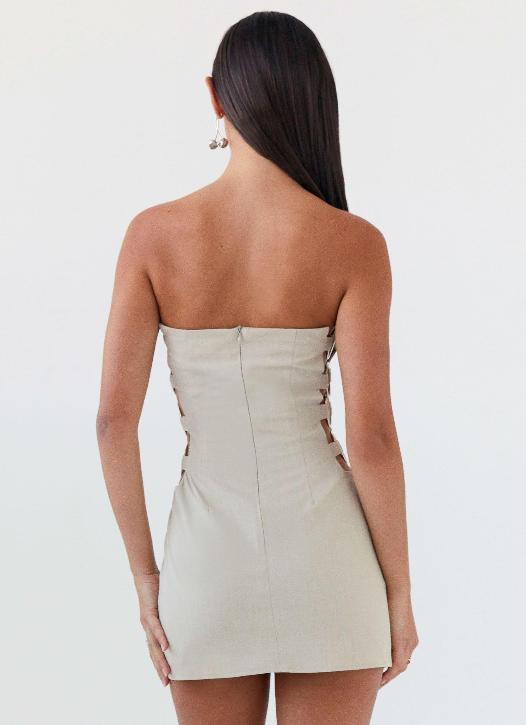 Conceited Strapless Mini Dress - Sand Product Image
