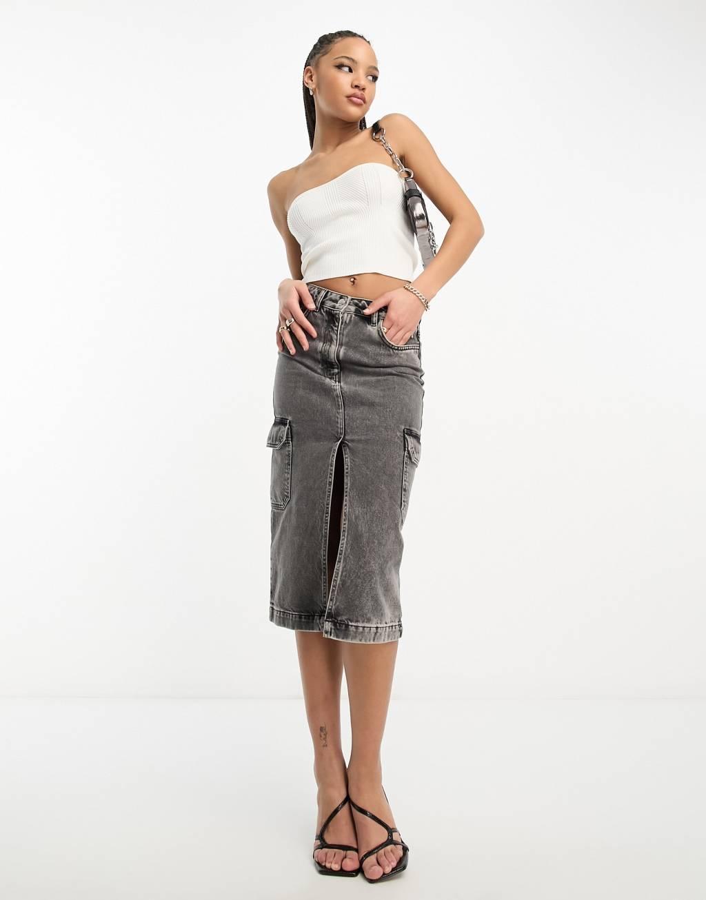 Miss Selfridge knit rib bandeau top Product Image