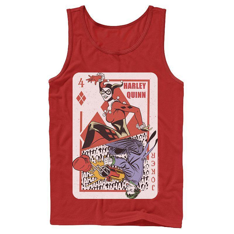 Mens DC Comics Harley Quinn Joker Playing Card Tank Top, Men's, Size: Large, Athletic Grey Product Image